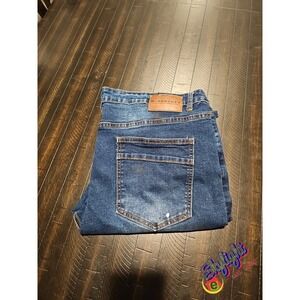 M Society Men's Blue Skinny Fit Denim Jeans Size 40x32 Moto Distressed